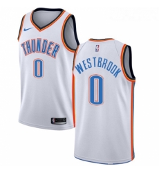 Youth Nike Oklahoma City Thunder 0 Russell Westbrook Authentic White Home NBA Jersey Association Edition