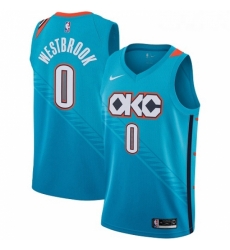 Youth Nike Oklahoma City Thunder 0 Russell Westbrook Swingman Turquoise NBA Jersey City Edition