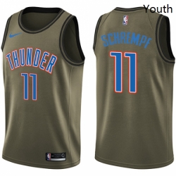Youth Nike Oklahoma City Thunder 11 Detlef Schrempf Swingman Green Salute to Service NBA Jersey