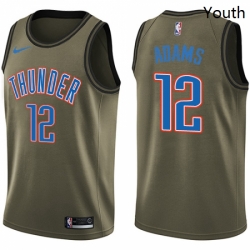 Youth Nike Oklahoma City Thunder 12 Steven Adams Swingman Green Salute to Service NBA Jersey