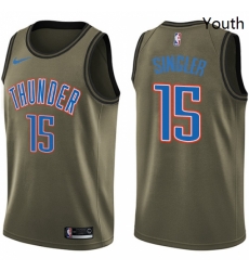 Youth Nike Oklahoma City Thunder 15 Kyle Singler Swingman Green Salute to Service NBA Jersey