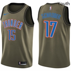 Youth Nike Oklahoma City Thunder 17 Dennis Schroder Swingman Green Salute to Service NBA Jersey 