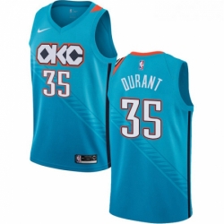 Youth Nike Oklahoma City Thunder 35 Kevin Durant Swingman Turquoise NBA Jersey City Edition