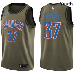 Youth Nike Oklahoma City Thunder 37 Kevin Hervey Swingman Green Salute to Service NBA Jersey 