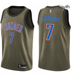 Youth Nike Oklahoma City Thunder 7 Carmelo Anthony Swingman Green Salute to Service NBA Jersey 