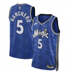 Men Orlando Magic 5 Paolo Banchero Blue 2023 24 Classic Edition Stitched Basketball Jersey
