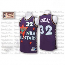 Mens Adidas Orlando Magic 32 Shaquille ONeal Swingman Purple 1995 All Star Throwback NBA Jersey