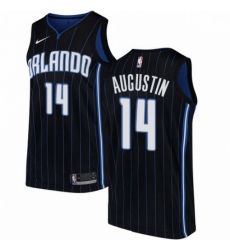 Mens Nike Orlando Magic 14 DJ Augustin Authentic Black Alternate NBA Jersey Statement Edition