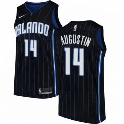 Mens Nike Orlando Magic 14 DJ Augustin Authentic Black Alternate NBA Jersey Statement Edition