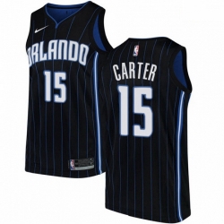 Mens Nike Orlando Magic 15 Vince Carter Authentic Black Alternate NBA Jersey Statement Edition