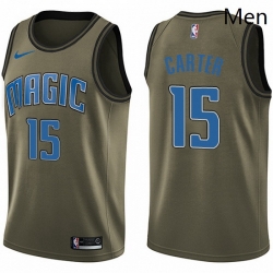 Mens Nike Orlando Magic 15 Vince Carter Swingman Green Salute to Service NBA Jersey