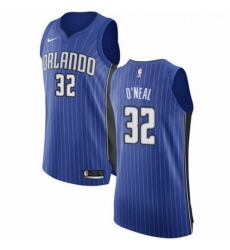 Mens Nike Orlando Magic 32 Shaquille ONeal Authentic Royal Blue Road NBA Jersey Icon Edition