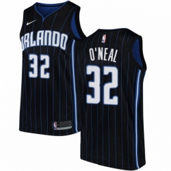 Mens Nike Orlando Magic 32 Shaquille ONeal Swingman Black Alternate NBA Jersey Statement Edition