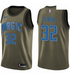 Mens Nike Orlando Magic 32 Shaquille ONeal Swingman Green Salute to Service NBA Jersey