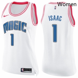 Womens Nike Orlando Magic 1 Jonathan Isaac Swingman WhitePink Fashion NBA Jersey