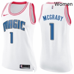 Womens Nike Orlando Magic 1 Tracy Mcgrady Swingman WhitePink Fashion NBA Jersey