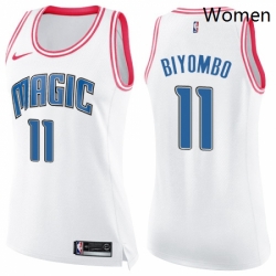 Womens Nike Orlando Magic 11 Bismack Biyombo Swingman WhitePink Fashion NBA Jersey