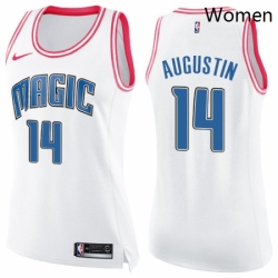Womens Nike Orlando Magic 14 DJ Augustin Swingman WhitePink Fashion NBA Jersey