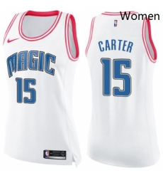 Womens Nike Orlando Magic 15 Vince Carter Swingman WhitePink Fashion NBA Jersey