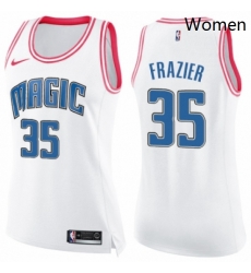 Womens Nike Orlando Magic 35 Melvin Frazier Swingman WhitePink Fashion NBA Jersey 