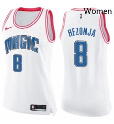 Womens Nike Orlando Magic 8 Mario Hezonja Swingman WhitePink Fashion NBA Jersey