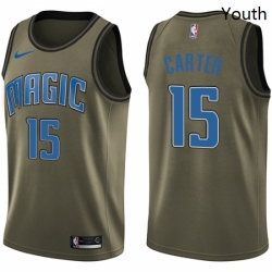 Youth Nike Orlando Magic 15 Vince Carter Swingman Green Salute to Service NBA Jersey