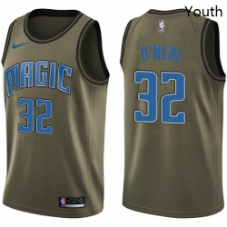 Youth Nike Orlando Magic 32 Shaquille ONeal Swingman Green Salute to Service NBA Jersey