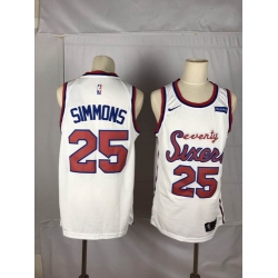 76ers 25 Ben Simmons White Nike Throwback Swingman Jersey