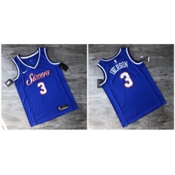 76ers 3 Allen Iverson Blue Printed Nike Swingman Jersey