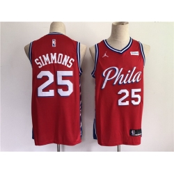 Men Men Philadelphia 76ers 25 Simmons Red New 2021 NBA Jersey