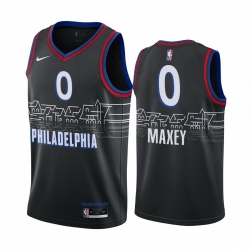 Men Nike Philadelphia 76ers 0 Tyrese Maxey Black NBA Swingman 2020 21 City Edition Jersey