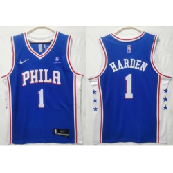 Men Nike Philadelphia 76ers #1 James Harden Blue City edition Stitched jersey