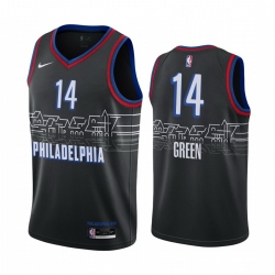 Men Nike Philadelphia 76ers 14 Danny Green Black NBA Swingman 2020 21 City Edition Jersey
