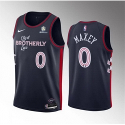 Men Philadelphia 76ers 0 Tyrese Maxey Navy 2023 24 City Edition Stitched Basketball Jersey