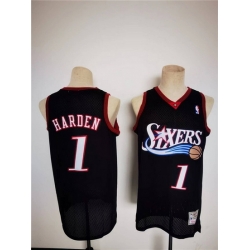 Men Philadelphia 76ers 1 James Harden Mitchell Ness Black Classics Stitched Basketball Jersey
