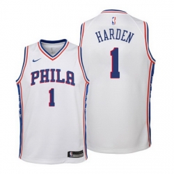 Men Philadelphia 76ers #1 James Harden association edition white Stitched jersey