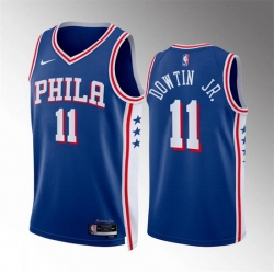 Men Philadelphia 76ers 11 Jeff Dowtin Jr Royal Icon Edition Stitched Jersey