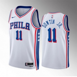 Men Philadelphia 76ers 11 Jeff Dowtin Jr White Association Edition Stitched Jersey