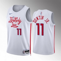 Men Philadelphia 76ers 11 Jeff Dowtin Jr White City Edition Stitched Jersey