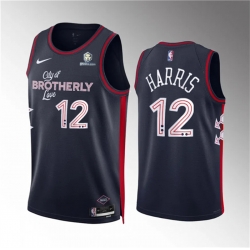 Men Philadelphia 76ers 12 Tobias Harris Navy 2023 24 City Edition Stitched Jersey