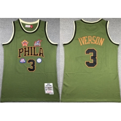 Men Philadelphia 76ers 3 Allen Iverson Green 1996 97 Throwback Stitched Basketball Jersey