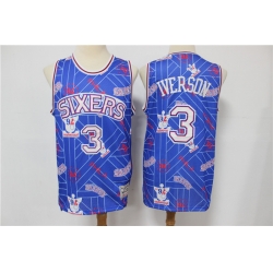 Men Philadelphia 76ers Allen Iverson 3 hwc jersey tear up pack Swingman Jersey
