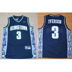 Men's Georgetown Hoyas #3 Allen Iverson  Blue NCAA Basketball Jersey