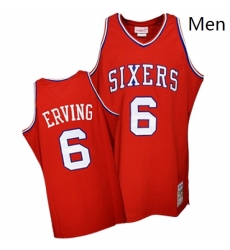 Mens Mitchell and Ness Philadelphia 76ers 6 Julius Erving Swingman Red Throwback NBA Jersey