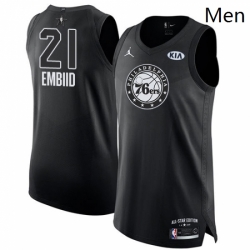 Mens Nike Jordan Philadelphia 76ers 21 Joel Embiid Authentic Black 2018 All Star Game NBA Jersey