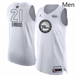 Mens Nike Jordan Philadelphia 76ers 21 Joel Embiid Authentic White 2018 All Star Game NBA Jersey