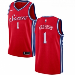 Mens Nike Philadelphia 76ers 1 Justin Anderson Swingman Red Alternate NBA Jersey Statement Edition