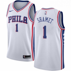 Mens Nike Philadelphia 76ers 1 Landry Shamet Swingman White NBA Jersey Association Edition 