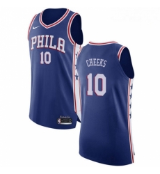 Mens Nike Philadelphia 76ers 10 Maurice Cheeks Authentic Blue Road NBA Jersey Icon Edition