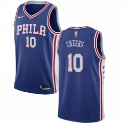 Mens Nike Philadelphia 76ers 10 Maurice Cheeks Swingman Blue Road NBA Jersey Icon Edition